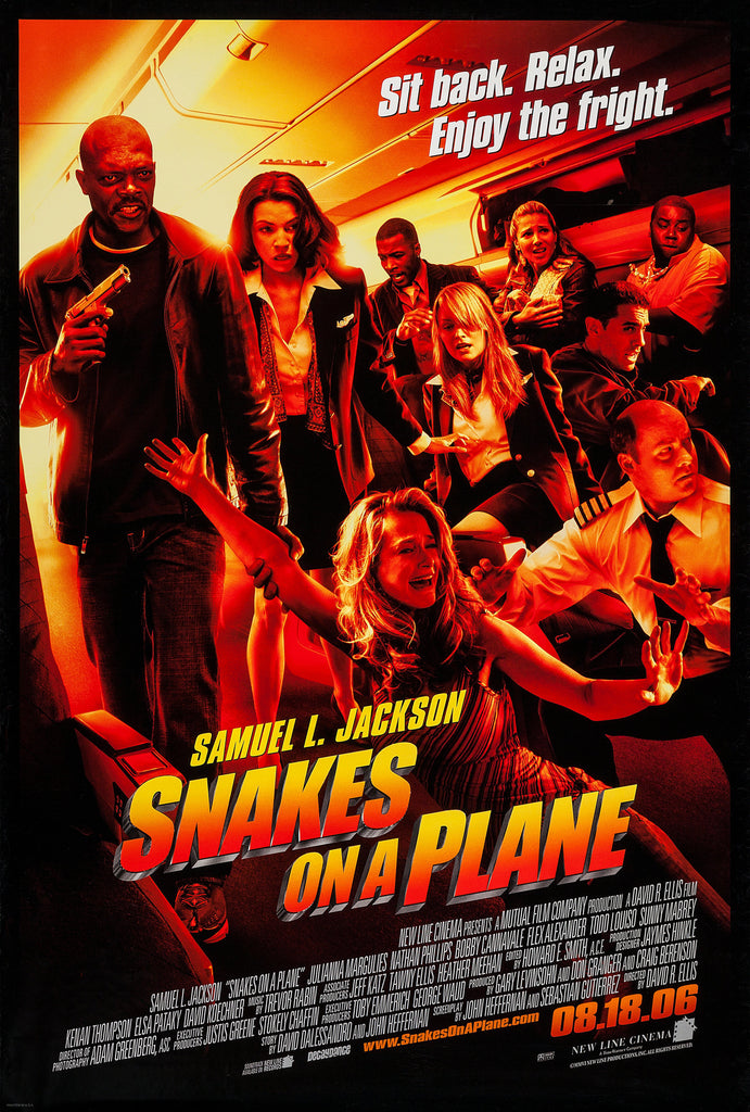 An original movie poster for the film Snakes On A Plane