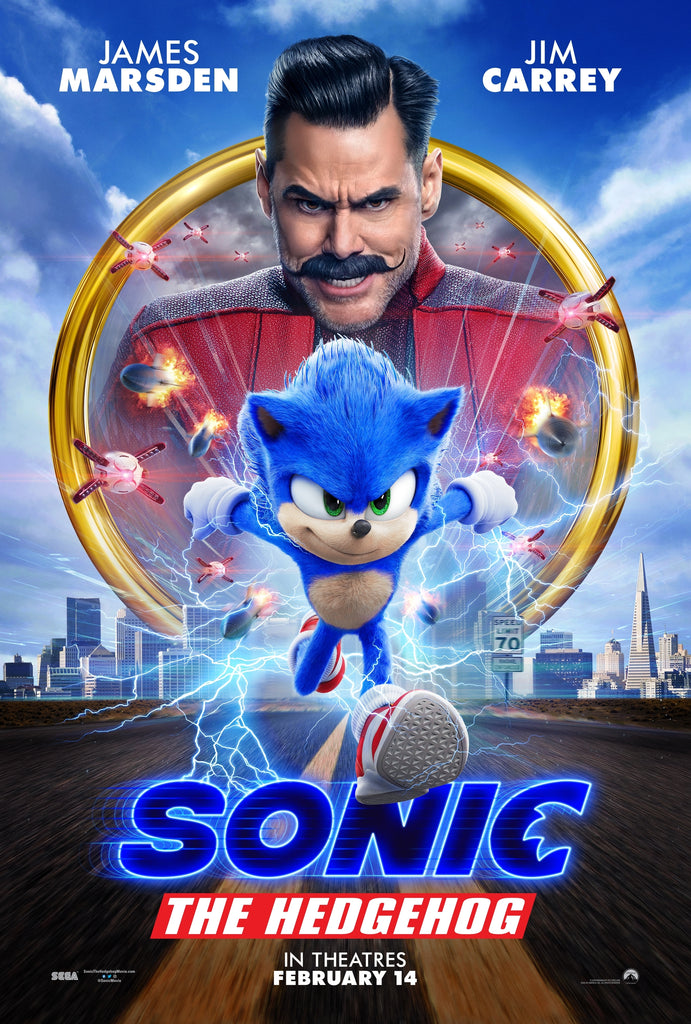 An original movie poster for the film Sonic The Hedgehog