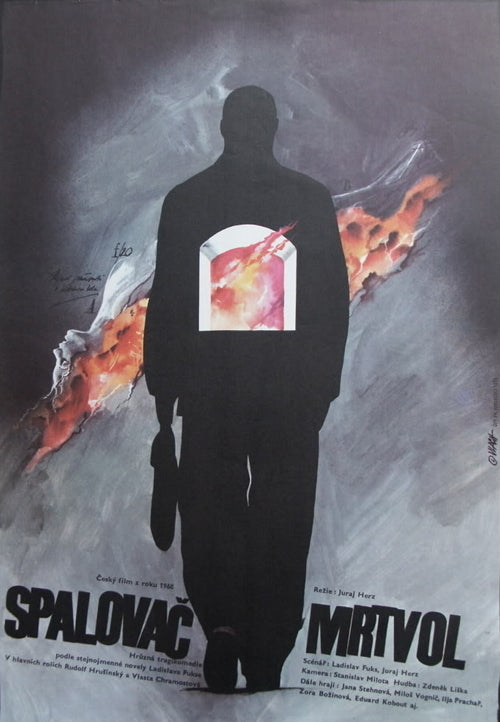 An original movie poster for the Czech film The Cremator