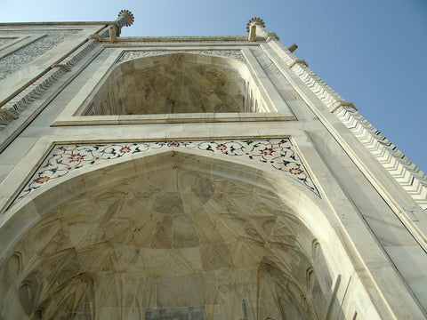 A close ip of varved white marble at the Taj Mahal, Agra, India