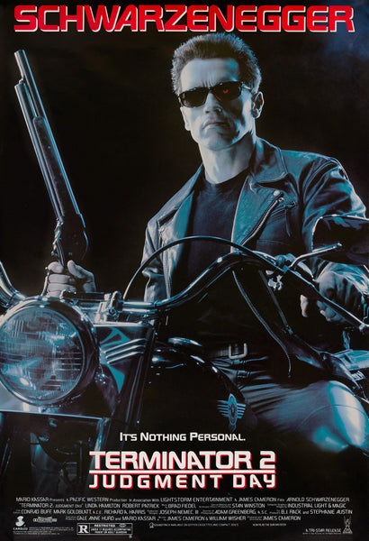 An original movie poster for the film Terminator 2 Judgement Day