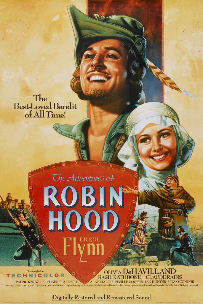 An original movie poster for the film The Adventures of Robin Hood