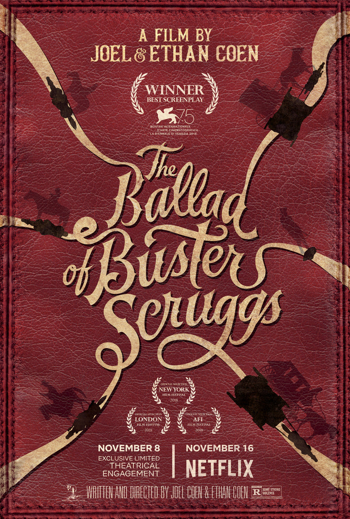 An original movie poster for the Coen Brothers film The Ballad of Buster Scruggs