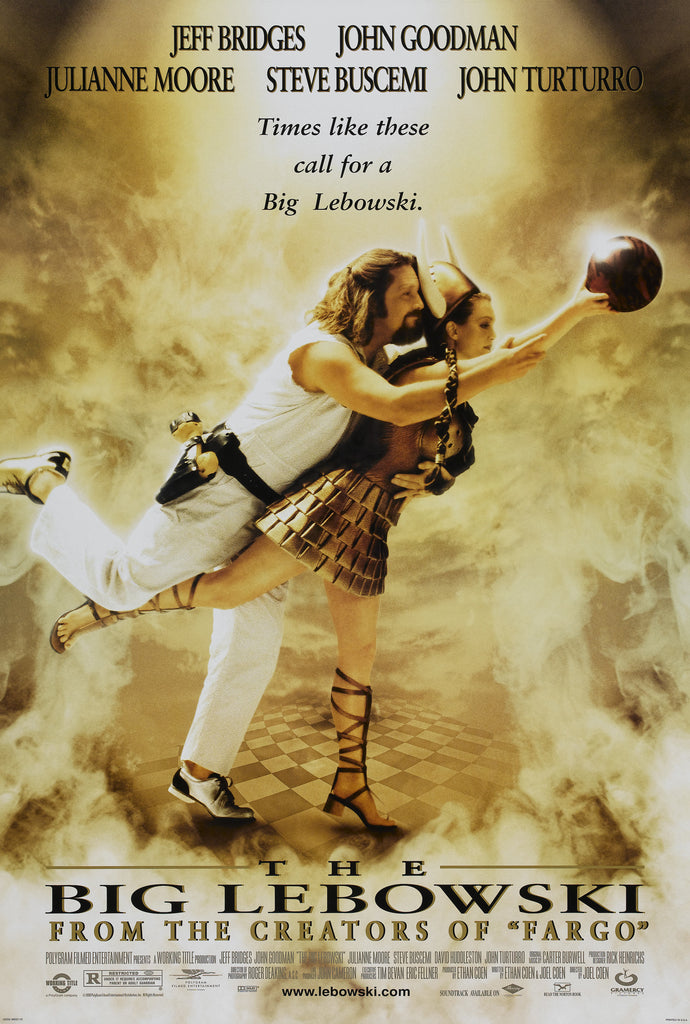 An original movie poster for the film The Big Lebowski