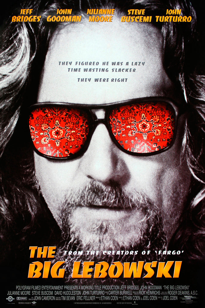 An original movie poster for the Coen Brothers film The Big Lebowski