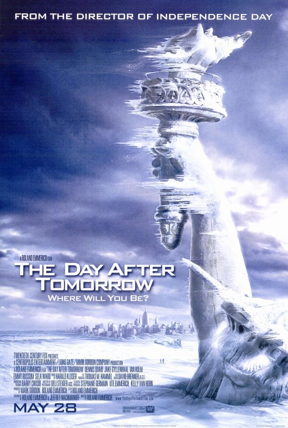 An original movie poster for the film The Day After Tomorrow