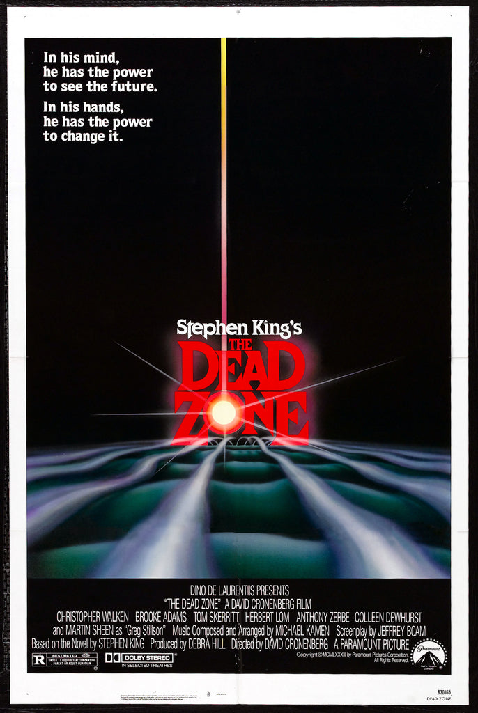 An original movie poster for the Stephen King film The Dead Zone