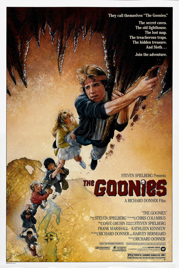 An original movie poster for the film The Goonies
