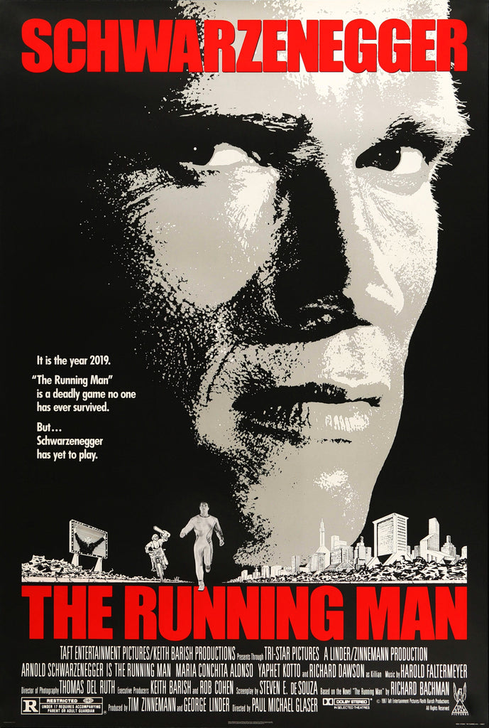 An original movie poster for the Stephen King film The Running Man