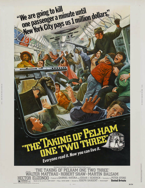 An original movie poster for the film The Taking of Pelham 1 2 3