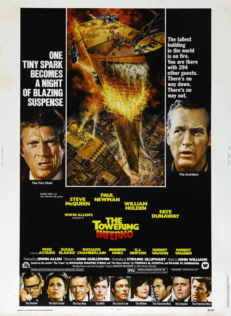 An original movie poster for the film The Towering Inferno