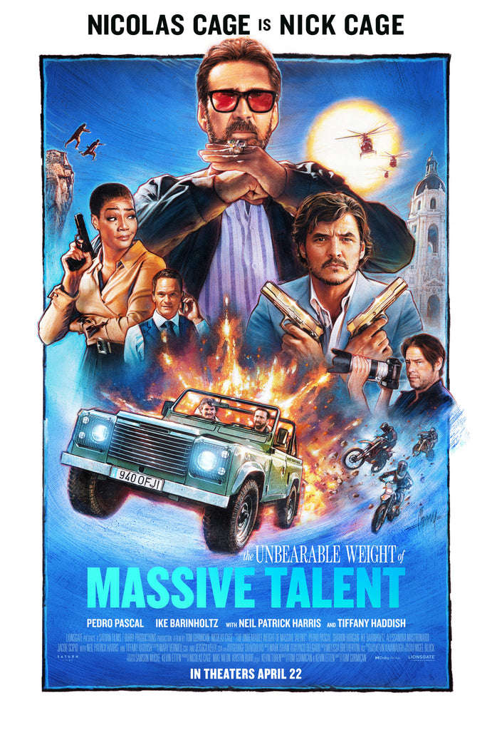 An original movie poster for the film The Unbearable Weight of Massive Talent