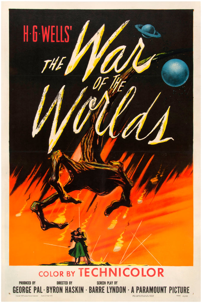 An original movie poster for the film The War of the Worlds