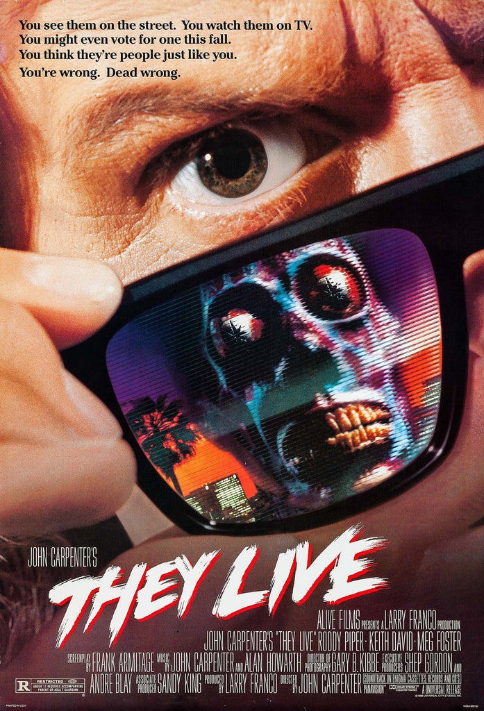An original movie poster for the John Carpenter film They Live