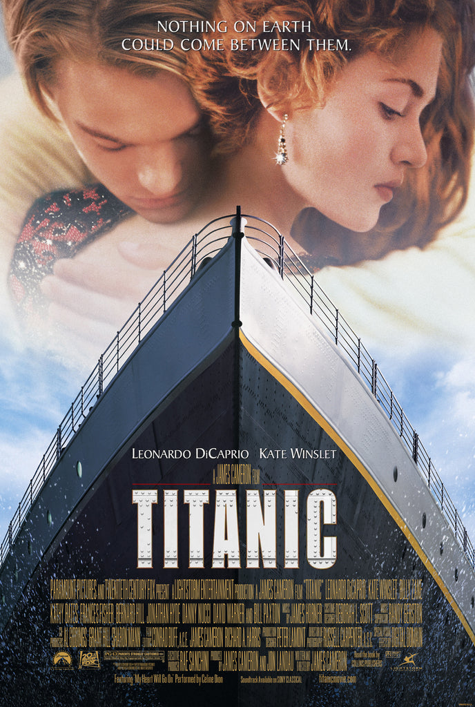 An original movie poster for the James Cameron film Titanic