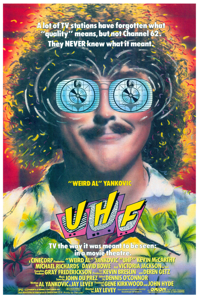 An original movie poster for the film UHF