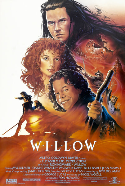 An original movie poster for the film Willow with artwork by John Alvin