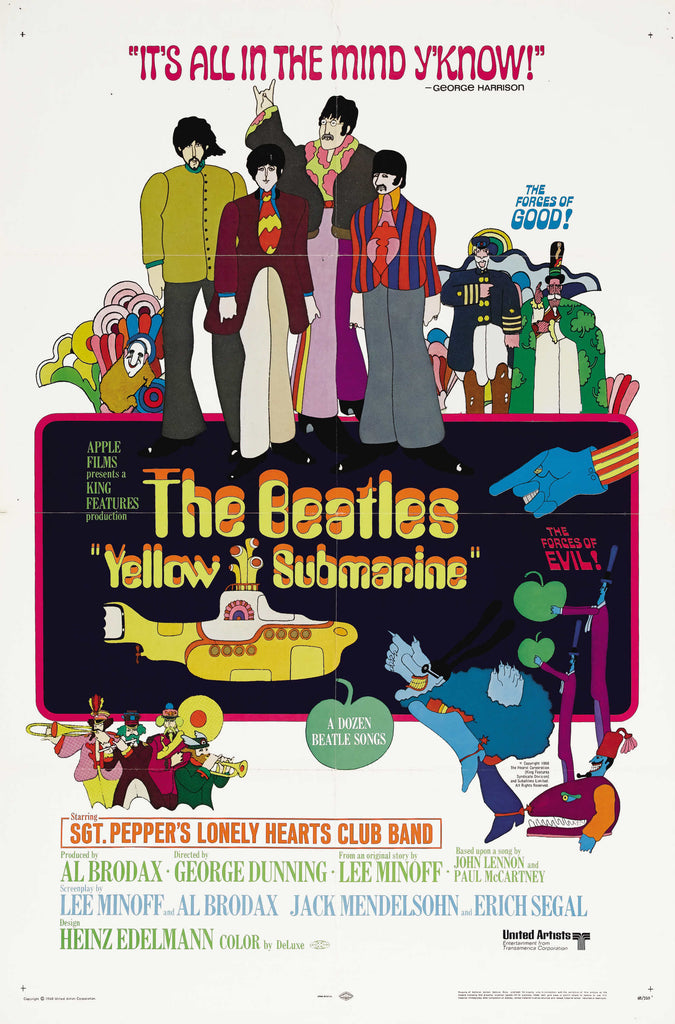 An original movie poster for The Beatles' film Yellow Submarine