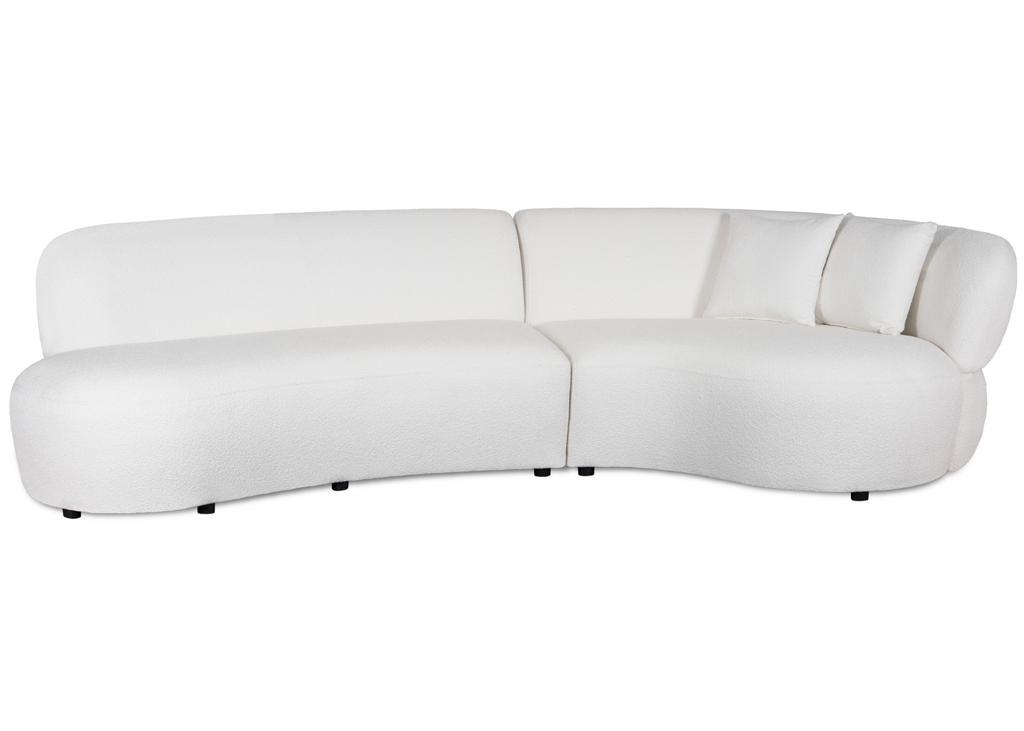 white boucle sectional chaise lounge