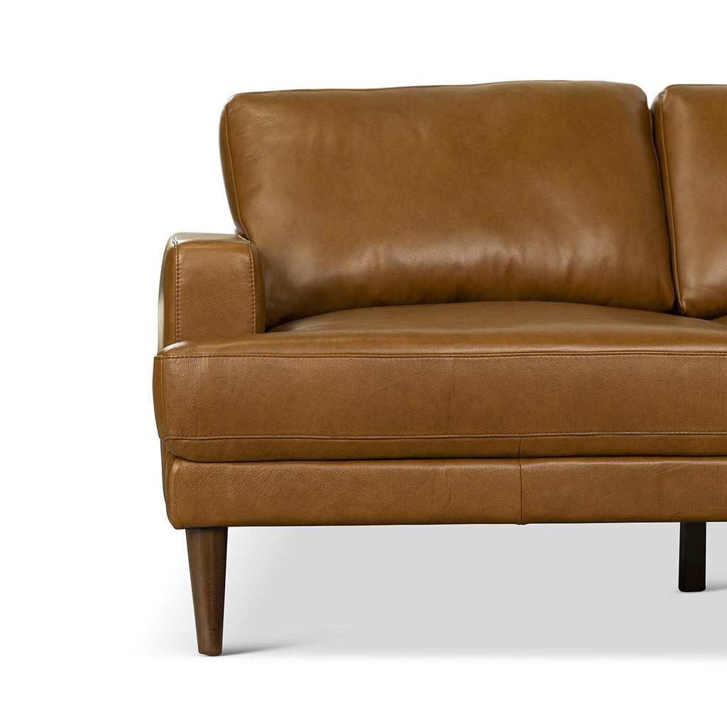 Real leather tan mid century modern sectional sofa at ASY Furniture