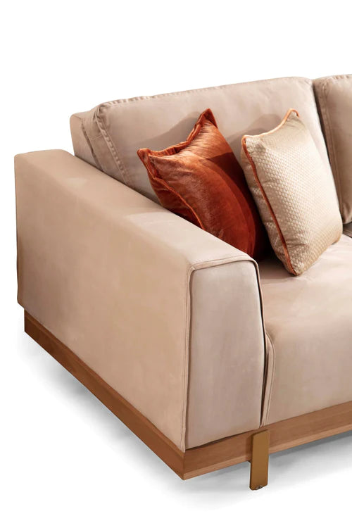 beige velvet wood sectional sofa loveseat set for living room asy furniture store houston texas to nationwide
