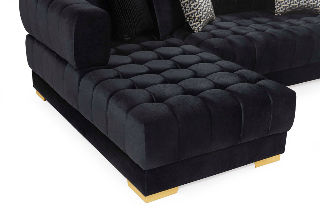 ariana biscuit tufted u shape sectional sofa double chaise