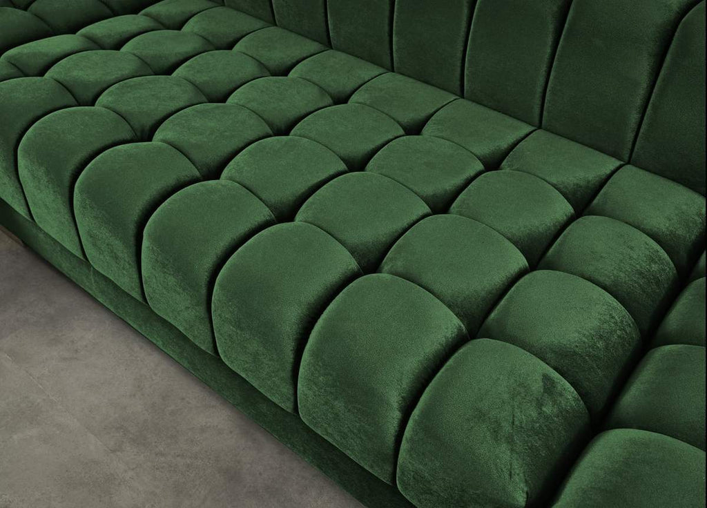 biscuit tufted velvet sectional u shape sofa green