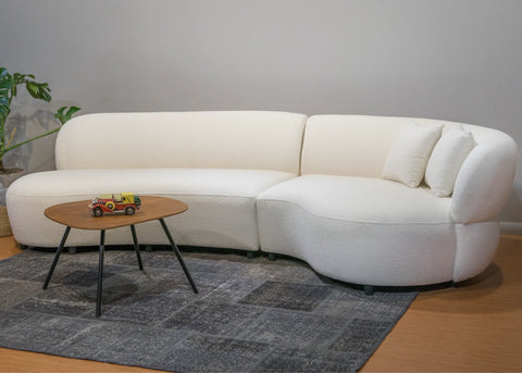 boucle 2 piece curved sectional sofa