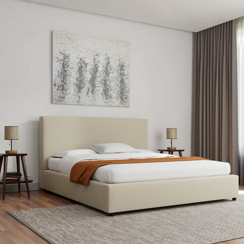 vivian beige thick platform bed