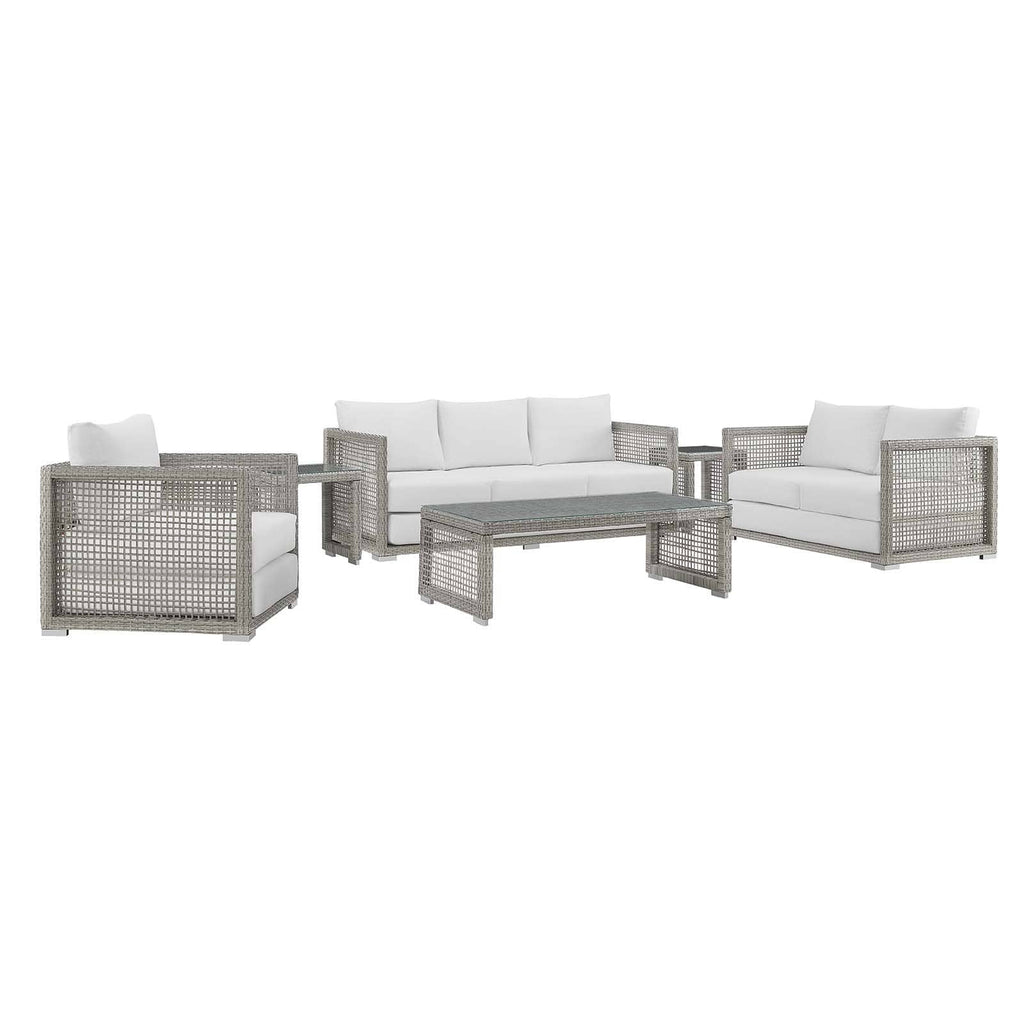 aura 6 piece outdoor patio wicker rattan set