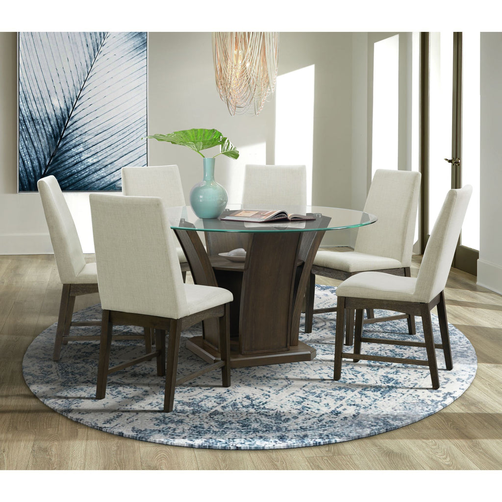 walnut round dining table set