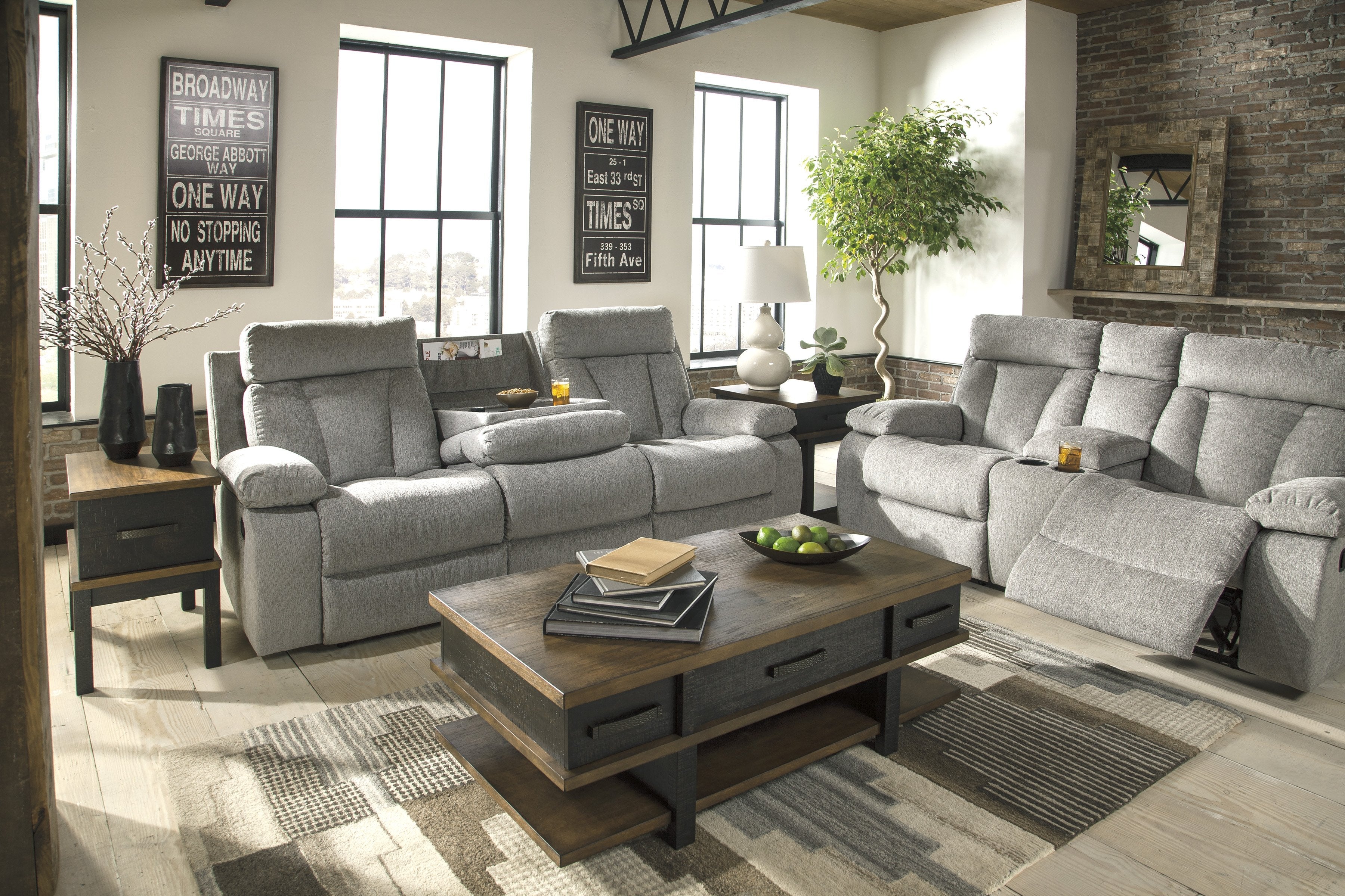 Mitchiner Reclining Sofa Loveseat Set with Console