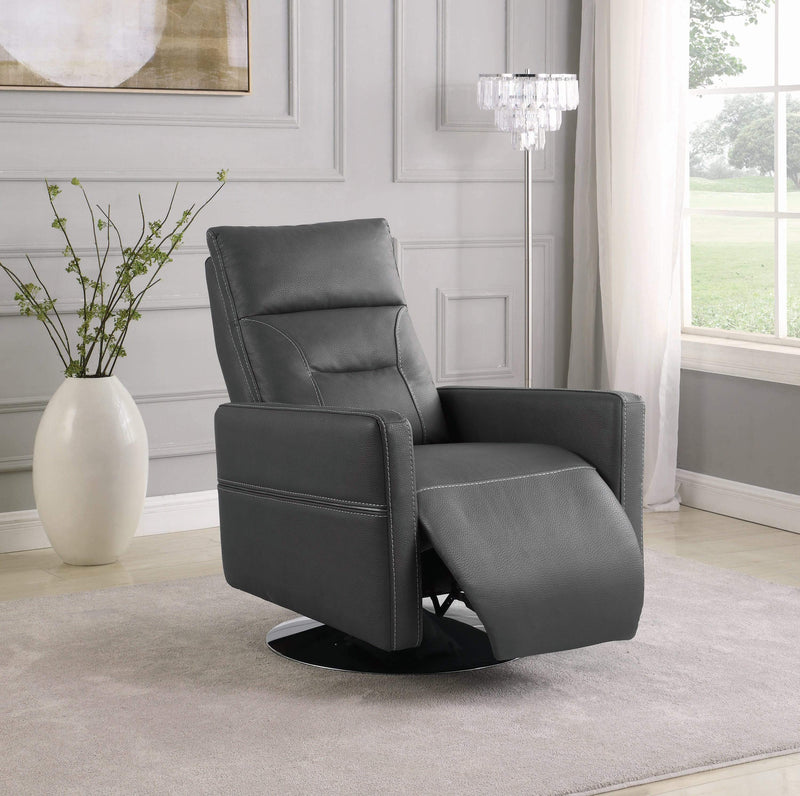 grey fabric swivel recliner chair