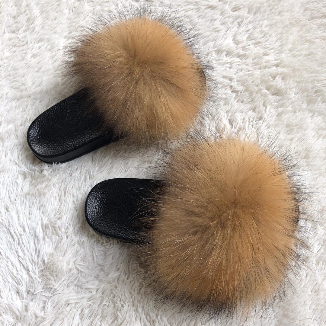 racoon fur slides