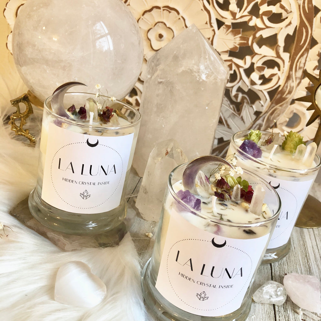 La Luna Candle with Mystery hidden crystal inside – Lunastry