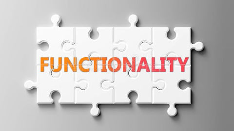 The word functionality placed on top of white puzzle pieces