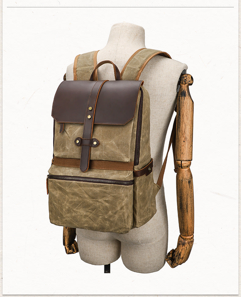 Woosir-Waxed-Canvas-Backpack-Waterproof-Travel