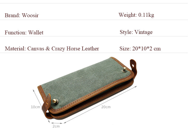 Size of Woosir Vintage Canvas Wallet