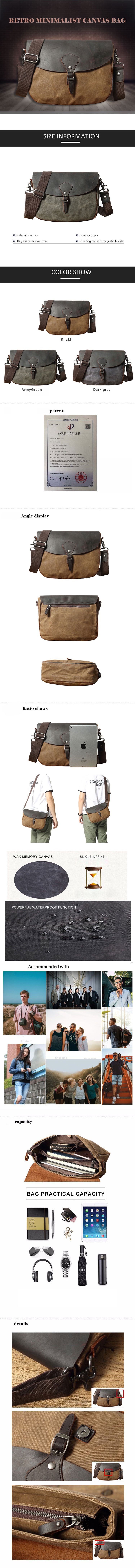 Présentation détaillée du sac messager pour hommes Woosir pour iPad