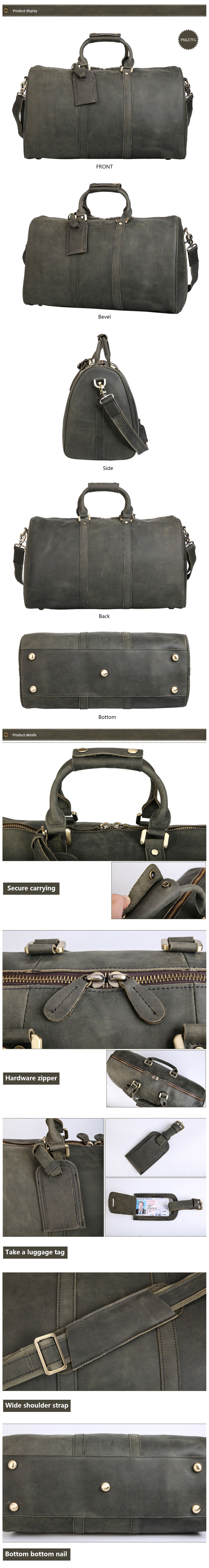 Produktpräsentation der handgefertigten Woosir-Reisetasche aus Vollnarbenleder
