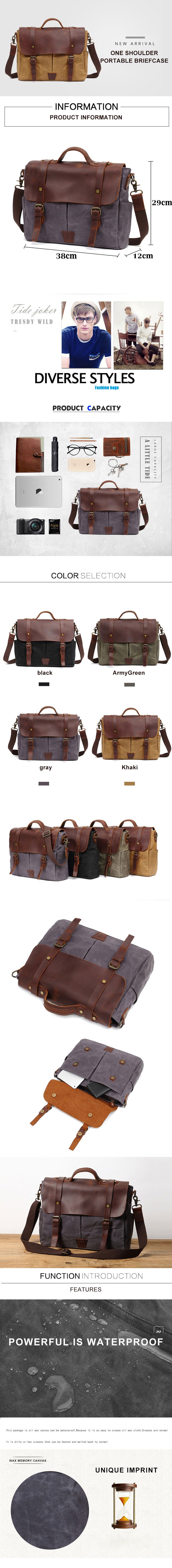 DETAIL INFORMATION AND PRODUCT DISPLAY of Woosir Crossbody Laptop Bag