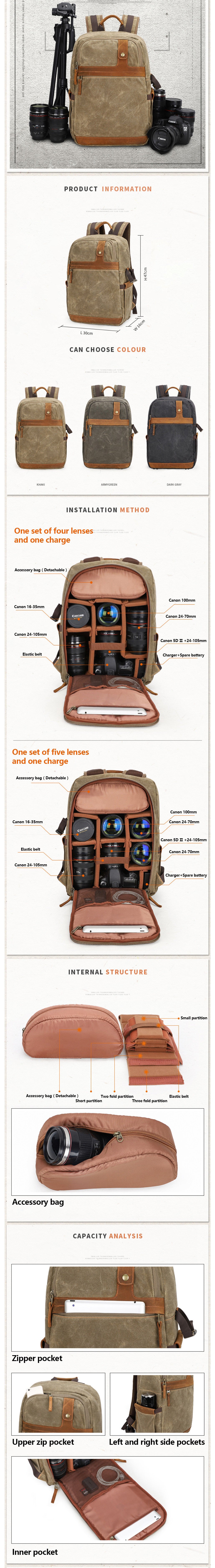 Detail Information of Waterproof Canvas Backpacking Backpack