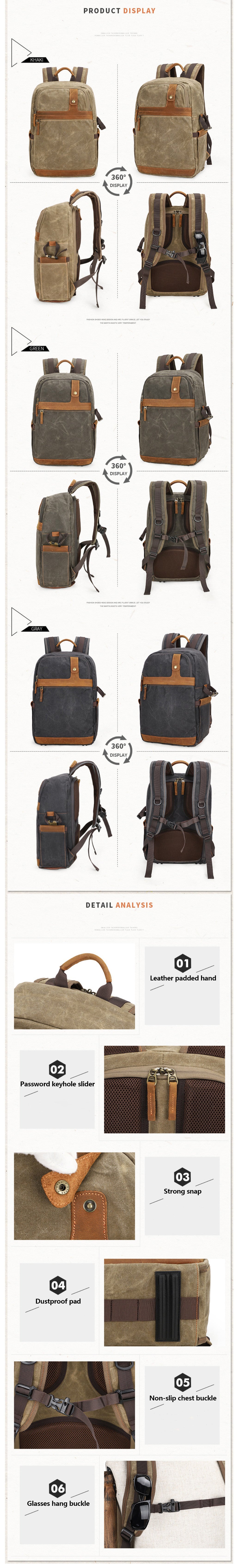 Detail Information of Waterproof Canvas Backpacking Backpack