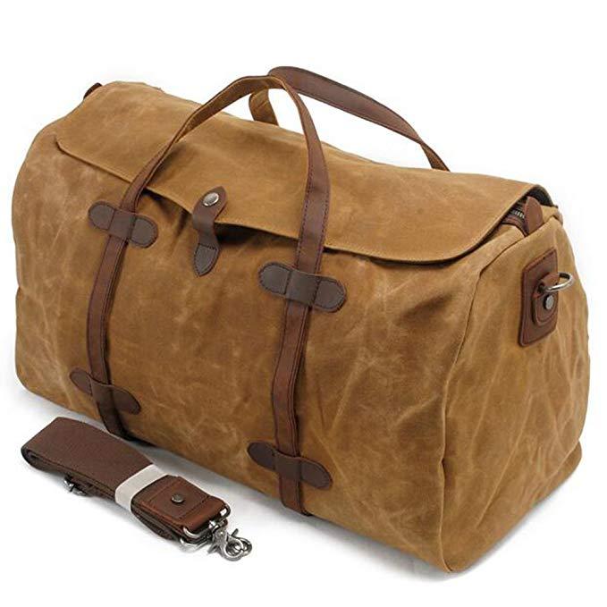 Waterproof Waxed Canvas Duffel Handbag Weekend Bag-woosir