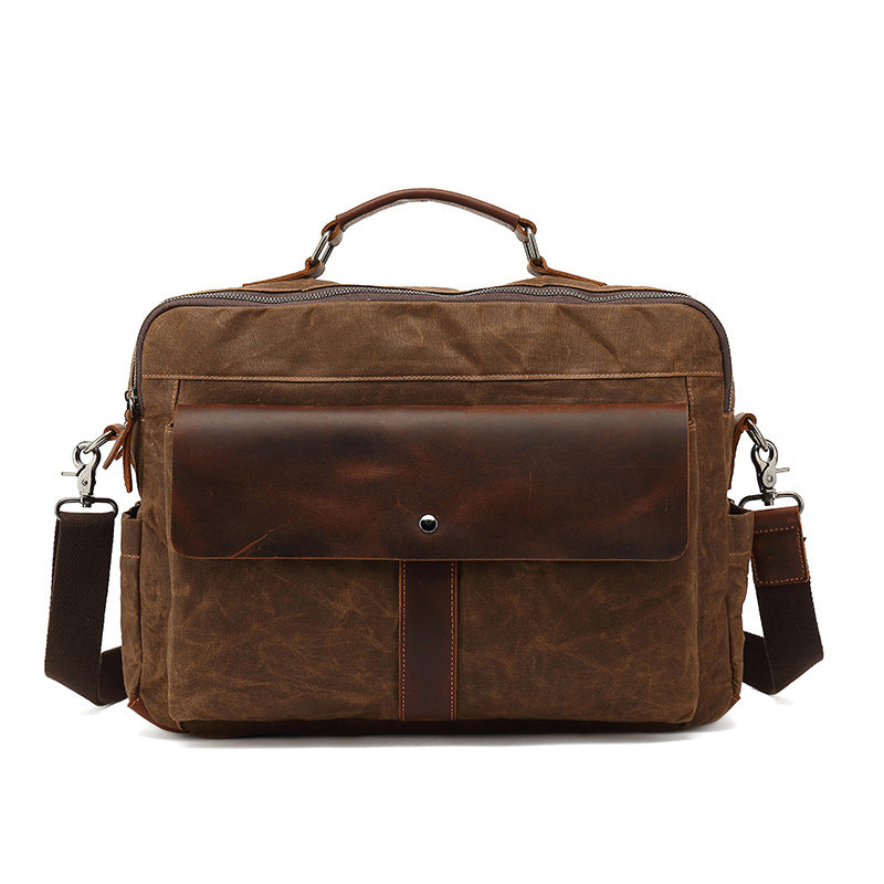 VORDERE AUSSTELLUNG der Woosir Vintage Canvas Herren-Laptoptasche