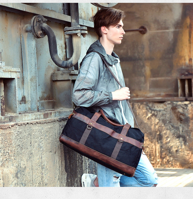 MODEL SHOW of Woosir Waterproof Oil Waxed Canvas Weekender Tote