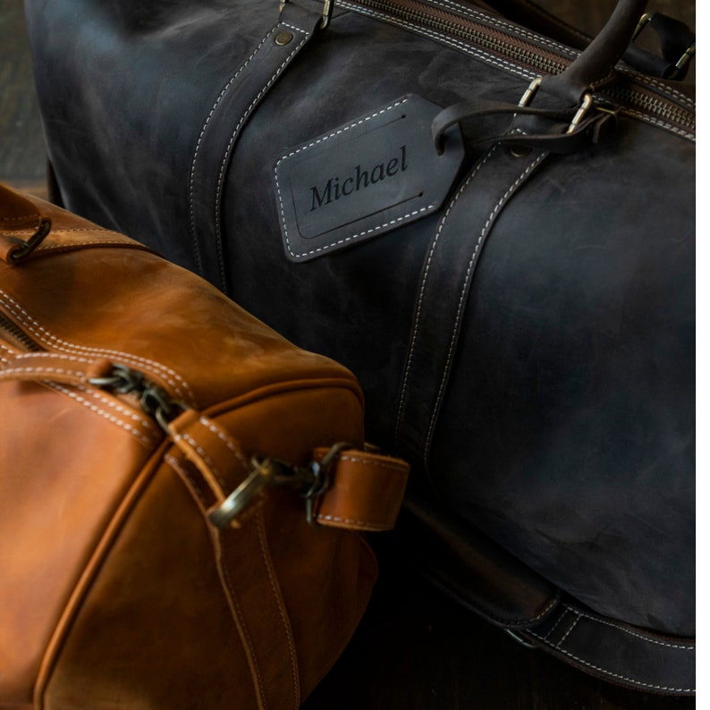 Weekender-Reisetasche aus Leder mit Schuhfach
