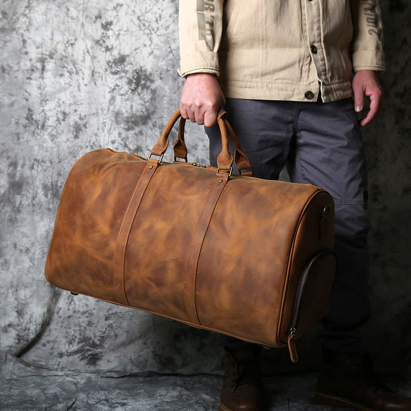 leather travel duffle bag woosir