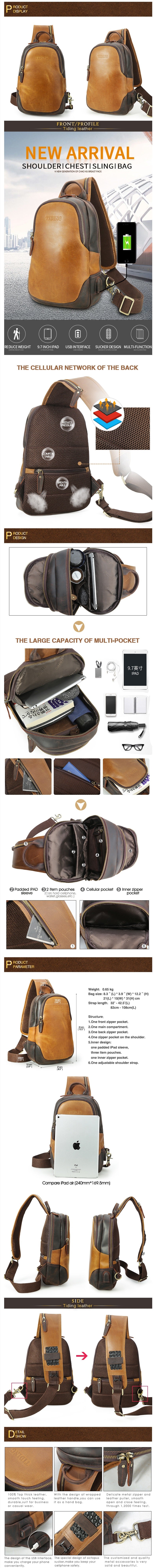 Woosir Mens Crossbody Leather Pack