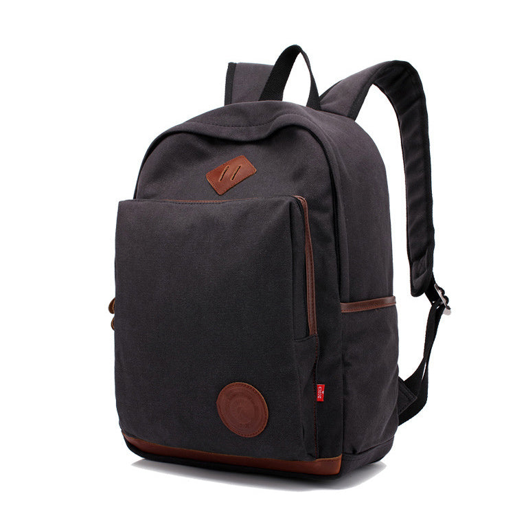 Woosir Black Trendy Casual Travel Laptop Backpack Side View